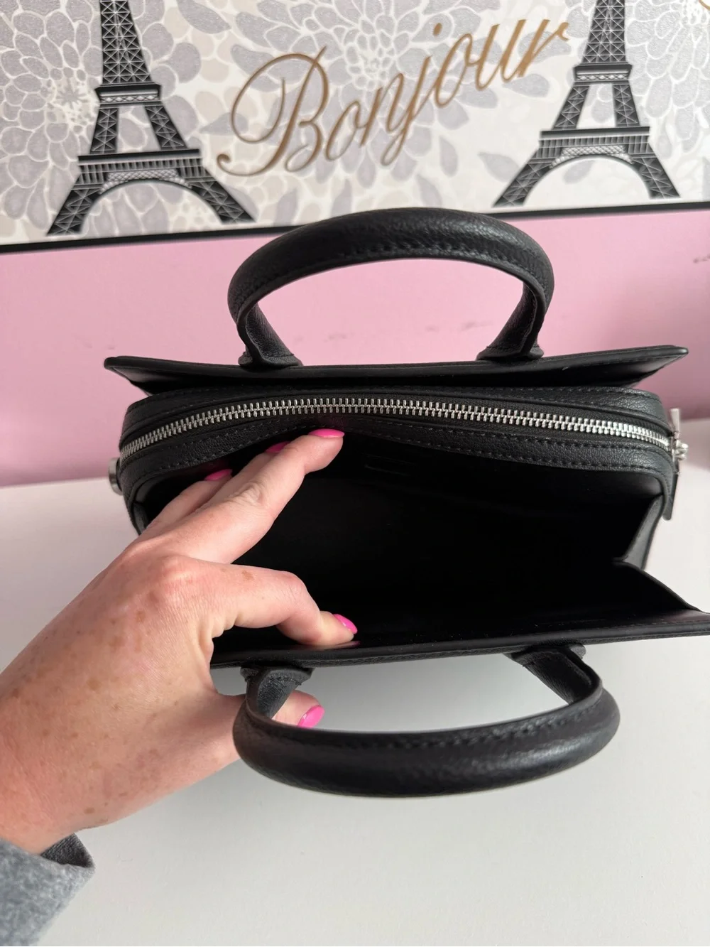 Michael Kors Black Pebbled Leather Structured Satchel